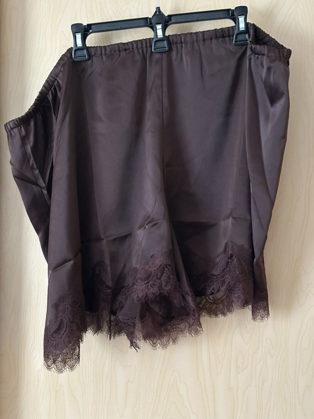 A New Day Brown Satin Lace Pajama Shorts Size 3X NWT